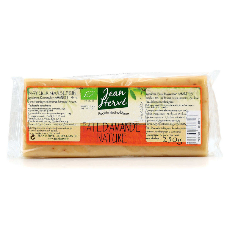 Pâte d'amande nature 41% Bio - 250g - Jean Hervé - DDM : 02/2022 à Minima Pâte d'amande nature 41% Bio - 250g - Jean Hervé - DDM : 02/2022 à Minima