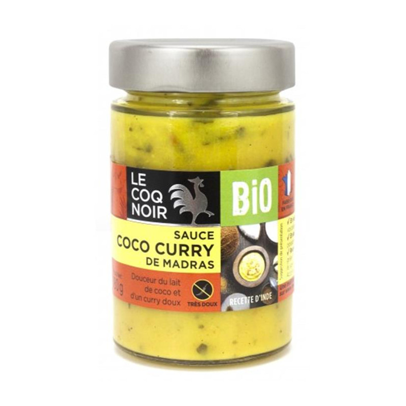 Sauce Le Coq noir Bio au lait de coco et au curry de madras doux 180G