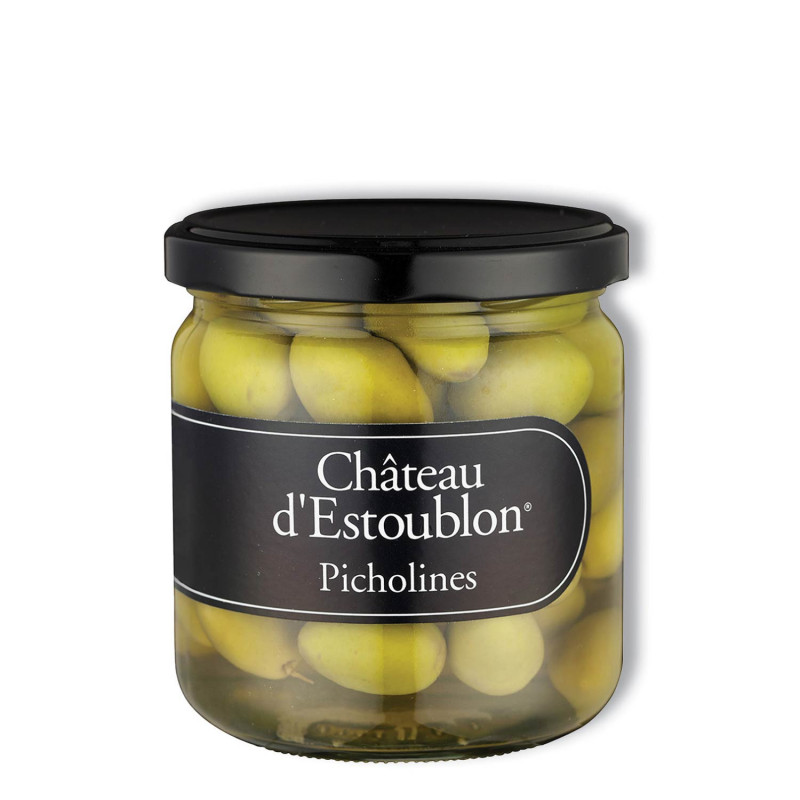 Olives vertes picholines Château Estoublon 350g Olives vertes picholines Château Estoublon 350g