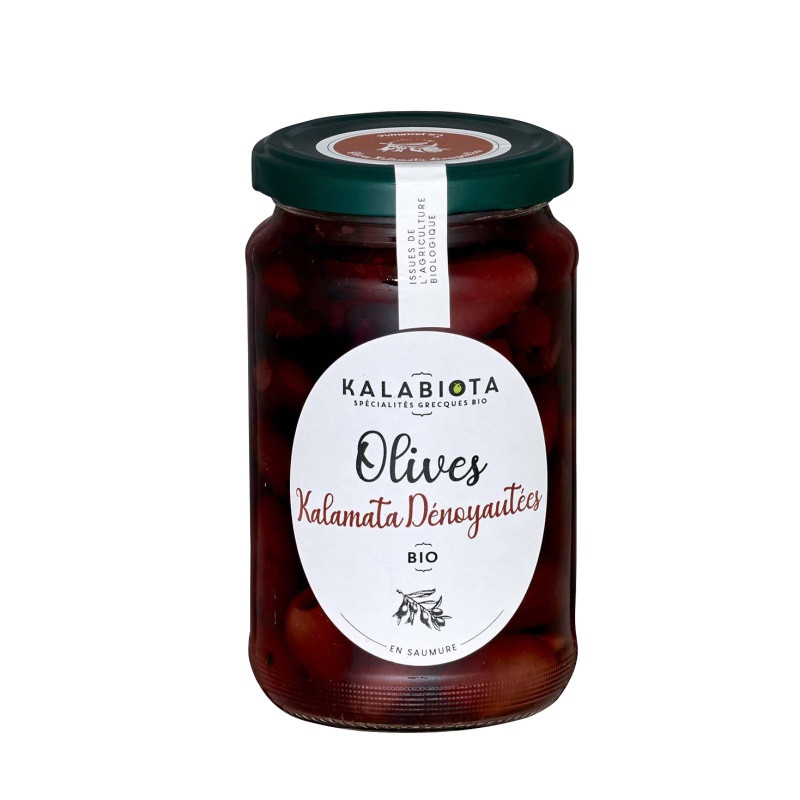Olives noires Kalamata Bio dénoyautées Kalabiota 315G