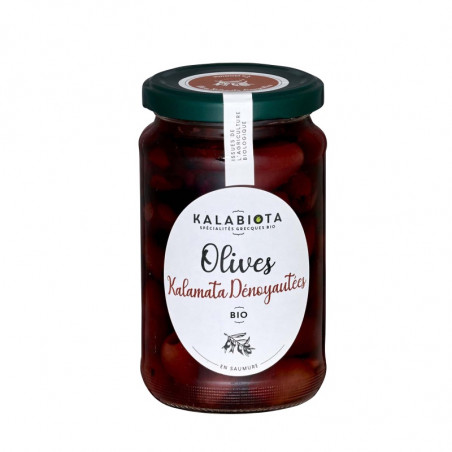 Olives noires Kalamata Bio dénoyautées Kalabiota 315G